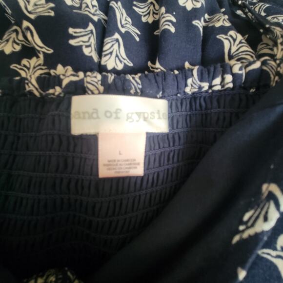 Band of Gypsies Dress Size L Boho Maxi Black White Smock Empire Straps Pocket - Picture 3 of 10